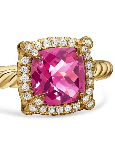 David Yurman Women's Petite Chatelaine Pavé Bezel Ring in 18K Yellow Gold with Diamonds - Pink Tourmaline | Thumbnail 7 David Yurman Women's Petite Chatelaine Pavé Bezel Ring in 18K Yellow Gold with Diamonds - Pink Tourmaline | Thumbnail 7