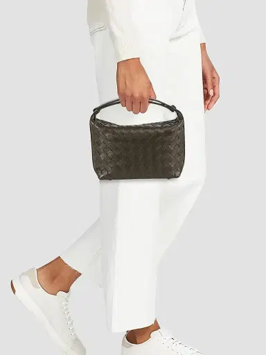 Bottega Veneta Women's Mini Wallace Leather Top-Handle Bag - Kaki | Thumbnail 3 Bottega Veneta Women's Mini Wallace Leather Top-Handle Bag - Kaki | Thumbnail 3