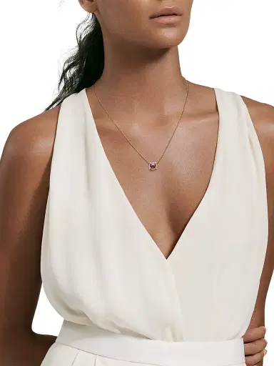 David Yurman Women's Petite Chatelaine Pavé Bezel Pendant Necklace in 18K Yellow Gold with Diamonds - Pink Tourmaline | Thumbnail 3 David Yurman Women's Petite Chatelaine Pavé Bezel Pendant Necklace in 18K Yellow Gold with Diamonds - Pink Tourmaline | Thumbnail 3