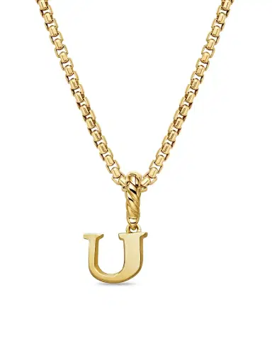 David Yurman Women's Pavé Initial Pendant in 18K Yellow Gold - Initial U | Thumbnail 4 David Yurman Women's Pavé Initial Pendant in 18K Yellow Gold - Initial U | Thumbnail 4