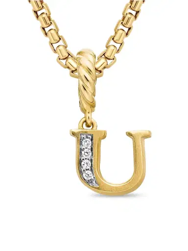 David Yurman Women's Pavé Initial Pendant in 18K Yellow Gold - Initial U | Thumbnail 5 David Yurman Women's Pavé Initial Pendant in 18K Yellow Gold - Initial U | Thumbnail 5