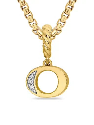David Yurman Women's Pavé Initial Pendant in 18K Yellow Gold - Initial O | Thumbnail 5 David Yurman Women's Pavé Initial Pendant in 18K Yellow Gold - Initial O | Thumbnail 5
