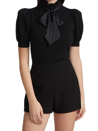 ALICE + OLIVIA Women's Chase Puff-SleeveTop - Black | Thumbnail 3 ALICE + OLIVIA Women's Chase Puff-SleeveTop - Black | Thumbnail 3