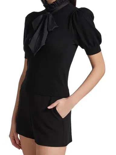 ALICE + OLIVIA Women's Chase Puff-SleeveTop - Black | Thumbnail 4 ALICE + OLIVIA Women's Chase Puff-SleeveTop - Black | Thumbnail 4