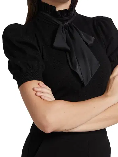 ALICE + OLIVIA Women's Chase Puff-SleeveTop - Black | Thumbnail 7 ALICE + OLIVIA Women's Chase Puff-SleeveTop - Black | Thumbnail 7