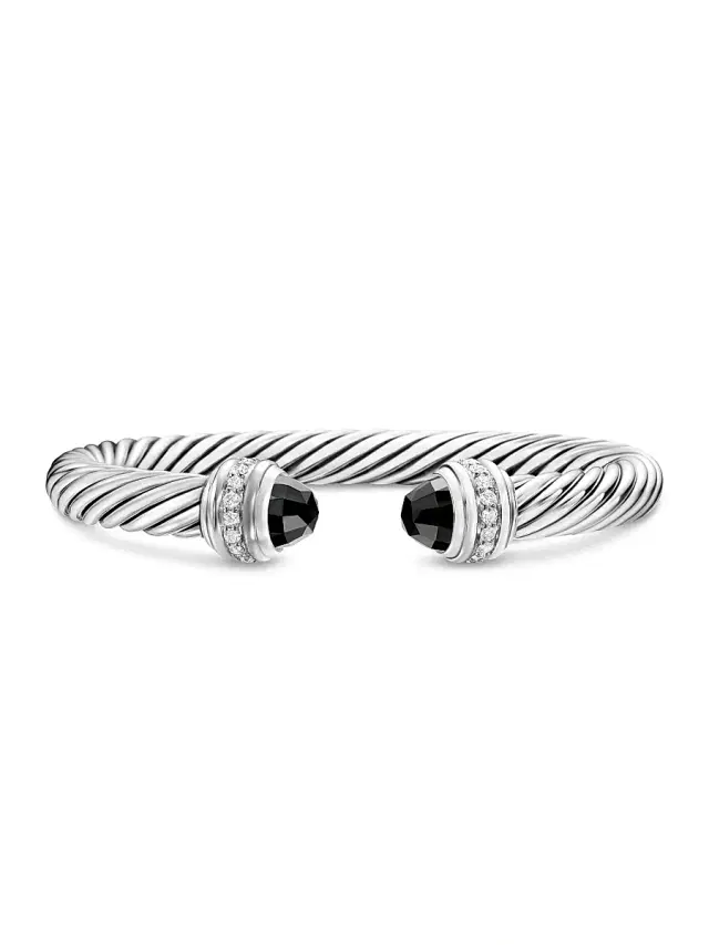 Women's Classic Cable Bracelet in Sterling Silver - Black Onyx Women's Classic Cable Bracelet in Sterling Silver - Black Onyx