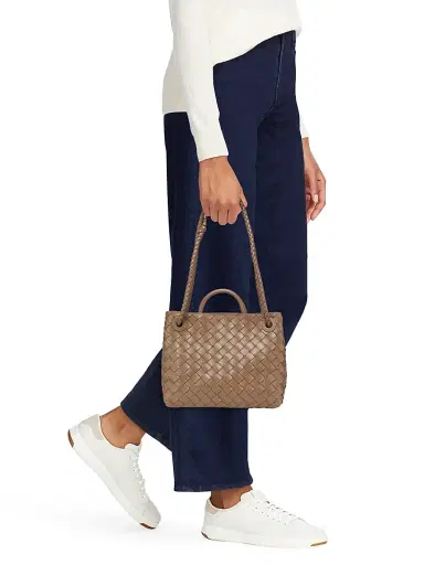 Bottega Veneta Women's Andiamo Intrecciato Leather Top-Handle Bag - Cognac | Thumbnail 3 Bottega Veneta Women's Andiamo Intrecciato Leather Top-Handle Bag - Cognac | Thumbnail 3