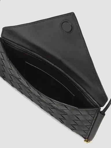 Bottega Veneta Women's Intrecciato Leather Envelope Wallet-On-Chain Bag - Black | Thumbnail 4 Bottega Veneta Women's Intrecciato Leather Envelope Wallet-On-Chain Bag - Black | Thumbnail 4