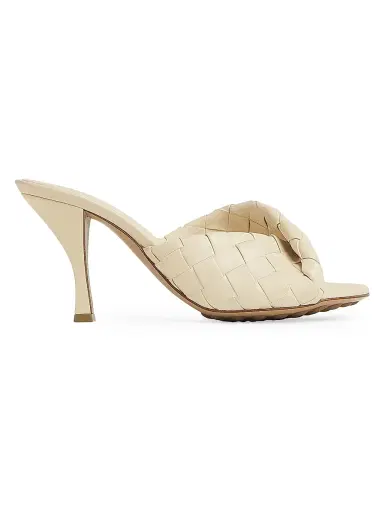Bottega Veneta Women's Blink 90MM Intrecciato Leather Mules - Sea Salt | Thumbnail 1 Bottega Veneta Women's Blink 90MM Intrecciato Leather Mules - Sea Salt | Thumbnail 1