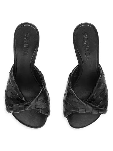 Bottega Veneta Women's Blink 90MM Intrecciato Leather Mules - Black | Thumbnail 4 Bottega Veneta Women's Blink 90MM Intrecciato Leather Mules - Black | Thumbnail 4