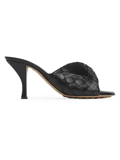 Bottega Veneta Women's Blink 90MM Intrecciato Leather Mules - Black | Thumbnail 1 Bottega Veneta Women's Blink 90MM Intrecciato Leather Mules - Black | Thumbnail 1