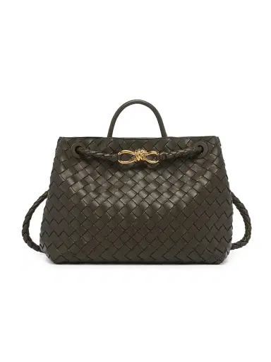 Bottega Veneta Women's Andiamo Intrecciato Leather Top-Handle Bag - Kaki | Thumbnail 1 Bottega Veneta Women's Andiamo Intrecciato Leather Top-Handle Bag - Kaki | Thumbnail 1