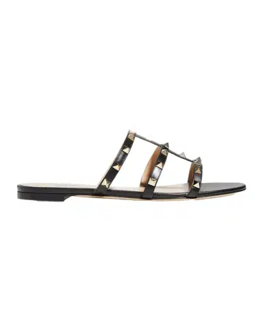 Valentino Garavani Rockstud Caged Flat Slide Sandals | Thumbnail 1 Valentino Garavani Rockstud Caged Flat Slide Sandals | Thumbnail 1