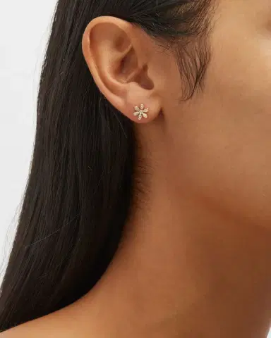 Sydney Evan 14K Gold Daisy Stud Earring with Diamonds | Thumbnail 2 Sydney Evan 14K Gold Daisy Stud Earring with Diamonds | Thumbnail 2
