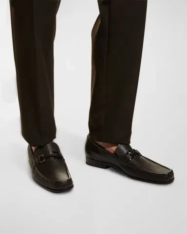 Ferragamo Men 's Grandioso Grained Calfskin Gancini Loafer | Thumbnail 2 Ferragamo Men 's Grandioso Grained Calfskin Gancini Loafer | Thumbnail 2