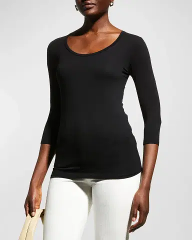 Majestic Filatures Soft Touch 3/4-Sleeve Scoop-Neck Tee | Thumbnail 4 Majestic Filatures Soft Touch 3/4-Sleeve Scoop-Neck Tee | Thumbnail 4