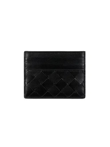 Bottega Veneta Women's Intrecciato Leather Card Case - Black | Thumbnail 1 Bottega Veneta Women's Intrecciato Leather Card Case - Black | Thumbnail 1