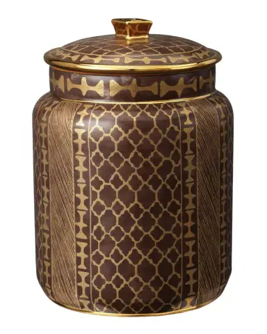L 'Objet x Fortuny Ashanti Medium Canister, 9" | Thumbnail 1 L 'Objet x Fortuny Ashanti Medium Canister, 9" | Thumbnail 1