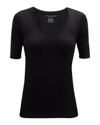 Majestic Filatures Soft Touch Half-Sleeve Scoop-Neck Top | Thumbnail 1 Majestic Filatures Soft Touch Half-Sleeve Scoop-Neck Top | Thumbnail 1