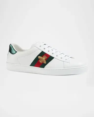 Gucci Men's New Ace Embroidered Low-Top Sneakers | Thumbnail 2 Gucci Men's New Ace Embroidered Low-Top Sneakers | Thumbnail 2