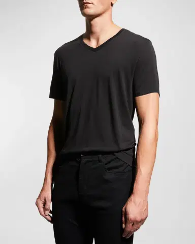 Vince Short-Sleeve V-Neck Jersey T-Shirt, Gray | Thumbnail 4 Vince Short-Sleeve V-Neck Jersey T-Shirt, Gray | Thumbnail 4