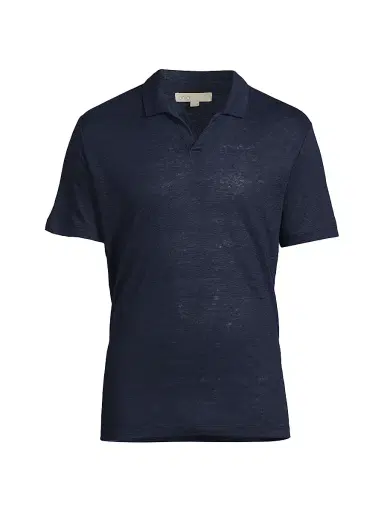 Onia Men's Shaun Linen Polo Shirt - Deep Navy | Thumbnail 1 Onia Men's Shaun Linen Polo Shirt - Deep Navy | Thumbnail 1