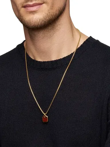 David Yurman Men's Octagonal Amulet in 18K Yellow Gold - Red Tigers Eye | Thumbnail 3 David Yurman Men's Octagonal Amulet in 18K Yellow Gold - Red Tigers Eye | Thumbnail 3