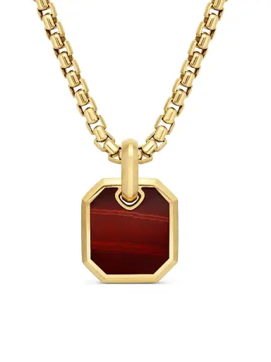 David Yurman Men's Octagonal Amulet in 18K Yellow Gold - Red Tigers Eye | Thumbnail 1 David Yurman Men's Octagonal Amulet in 18K Yellow Gold - Red Tigers Eye | Thumbnail 1