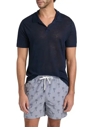 Onia Men's Shaun Linen Polo Shirt - Gunmetal | Thumbnail 3 Onia Men's Shaun Linen Polo Shirt - Gunmetal | Thumbnail 3