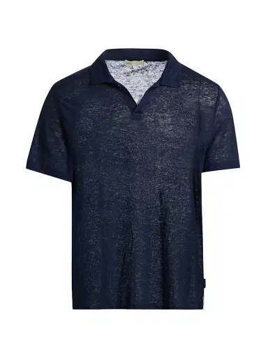 Onia Men's Shaun Linen Polo Shirt - Gunmetal | Thumbnail 1 Onia Men's Shaun Linen Polo Shirt - Gunmetal | Thumbnail 1