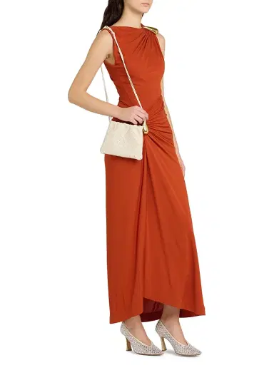 Bottega Veneta Women's Small Dustbag Intrecciato Leather Crossbody Bag - Sea Salt Gold | Thumbnail 2 Bottega Veneta Women's Small Dustbag Intrecciato Leather Crossbody Bag - Sea Salt Gold | Thumbnail 2