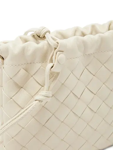 Bottega Veneta Women's Small Dustbag Intrecciato Leather Crossbody Bag - Sea Salt Gold | Thumbnail 6 Bottega Veneta Women's Small Dustbag Intrecciato Leather Crossbody Bag - Sea Salt Gold | Thumbnail 6
