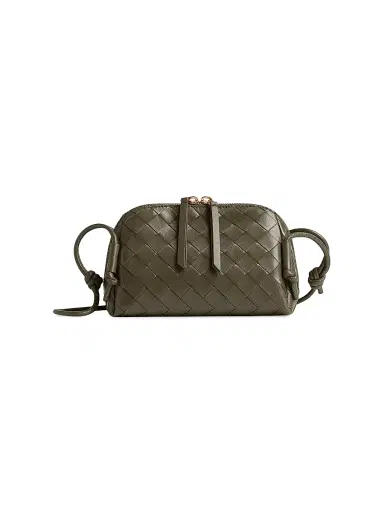 Bottega Veneta Women's Intrecciato Nappa Leather Pouch - Cypress Gold | Thumbnail 1 Bottega Veneta Women's Intrecciato Nappa Leather Pouch - Cypress Gold | Thumbnail 1