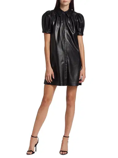 ALICE + OLIVIA Women's Jem Faux Leather Shirtdress - Black | Thumbnail 2 ALICE + OLIVIA Women's Jem Faux Leather Shirtdress - Black | Thumbnail 2