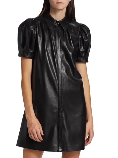 ALICE + OLIVIA Women's Jem Faux Leather Shirtdress - Black | Thumbnail 3 ALICE + OLIVIA Women's Jem Faux Leather Shirtdress - Black | Thumbnail 3