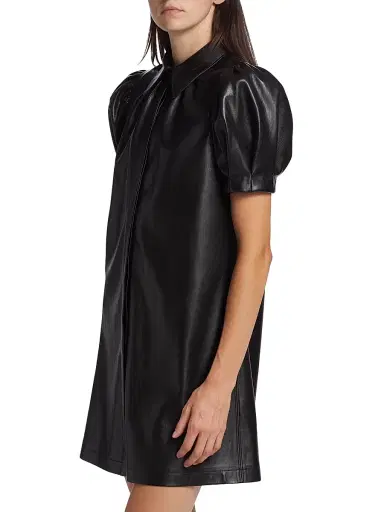 ALICE + OLIVIA Women's Jem Faux Leather Shirtdress - Black | Thumbnail 4 ALICE + OLIVIA Women's Jem Faux Leather Shirtdress - Black | Thumbnail 4
