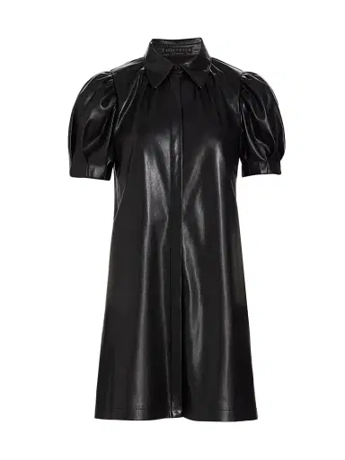 ALICE + OLIVIA Women's Jem Faux Leather Shirtdress - Black | Thumbnail 1 ALICE + OLIVIA Women's Jem Faux Leather Shirtdress - Black | Thumbnail 1