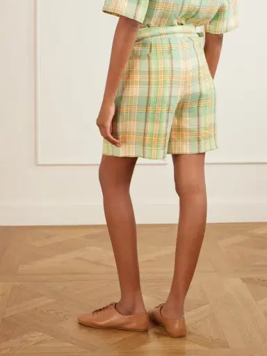 God’s True Cashmere Lime Moss Checked Linen Shorts | Thumbnail 4 God’s True Cashmere Lime Moss Checked Linen Shorts | Thumbnail 4