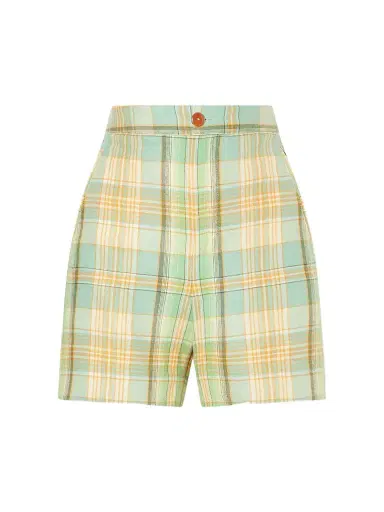 God’s True Cashmere Lime Moss Checked Linen Shorts | Thumbnail 1 God’s True Cashmere Lime Moss Checked Linen Shorts | Thumbnail 1
