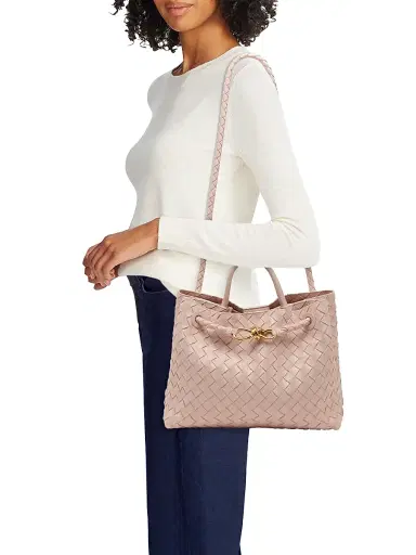 Bottega Veneta Women's Andiamo Medium Intrecciato Leather Top-Handle Bag - Cameo | Thumbnail 2 Bottega Veneta Women's Andiamo Medium Intrecciato Leather Top-Handle Bag - Cameo | Thumbnail 2