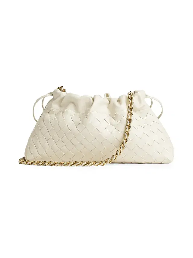 Women's Dustbag Notte Intrecciato Leather Chain Shoulder Bag - Sea Salt Brass Women's Dustbag Notte Intrecciato Leather Chain Shoulder Bag - Sea Salt Brass