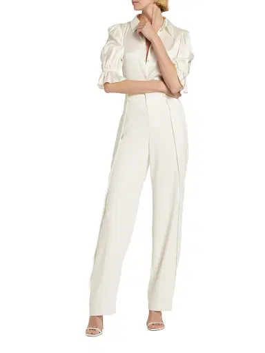 Cinq à Sept Women's Fiona Silk Puff-Sleeve Blouse - Ivory - Size XL | Thumbnail 2 Cinq à Sept Women's Fiona Silk Puff-Sleeve Blouse - Ivory - Size XL | Thumbnail 2