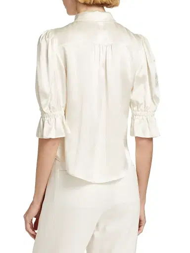 Cinq à Sept Women's Fiona Silk Puff-Sleeve Blouse - Ivory - Size XL | Thumbnail 5 Cinq à Sept Women's Fiona Silk Puff-Sleeve Blouse - Ivory - Size XL | Thumbnail 5