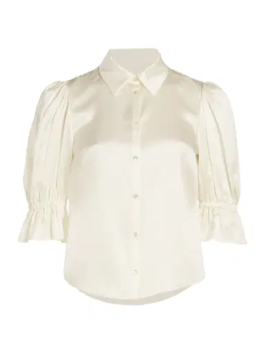 Cinq à Sept Women's Fiona Silk Puff-Sleeve Blouse - Ivory - Size XL | Thumbnail 1 Cinq à Sept Women's Fiona Silk Puff-Sleeve Blouse - Ivory - Size XL | Thumbnail 1