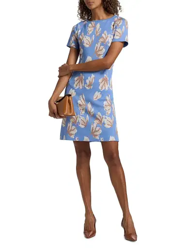 Misook Women's Floral A-Line Minidress - Tranquil Blue Biscotti White - Size XXL | Thumbnail 3 Misook Women's Floral A-Line Minidress - Tranquil Blue Biscotti White - Size XXL | Thumbnail 3