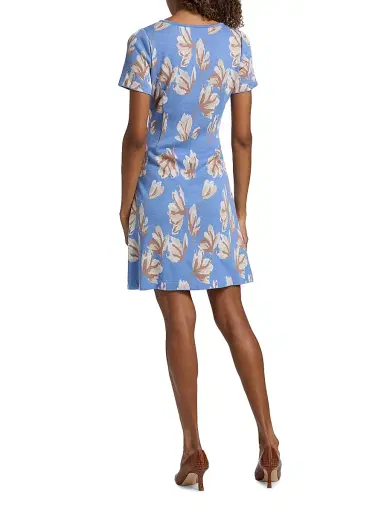 Misook Women's Floral A-Line Minidress - Tranquil Blue Biscotti White - Size XXL | Thumbnail 5 Misook Women's Floral A-Line Minidress - Tranquil Blue Biscotti White - Size XXL | Thumbnail 5