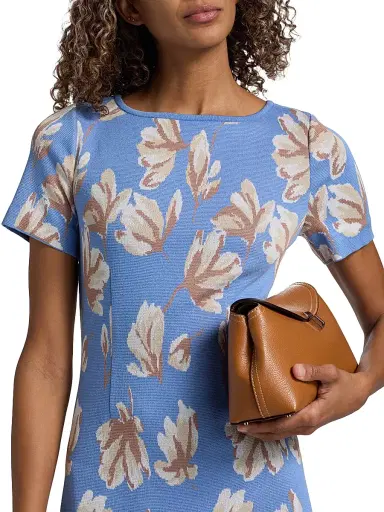 Misook Women's Floral A-Line Minidress - Tranquil Blue Biscotti White - Size XXL | Thumbnail 6 Misook Women's Floral A-Line Minidress - Tranquil Blue Biscotti White - Size XXL | Thumbnail 6