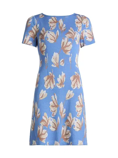 Misook Women's Floral A-Line Minidress - Tranquil Blue Biscotti White - Size XXL | Thumbnail 1 Misook Women's Floral A-Line Minidress - Tranquil Blue Biscotti White - Size XXL | Thumbnail 1