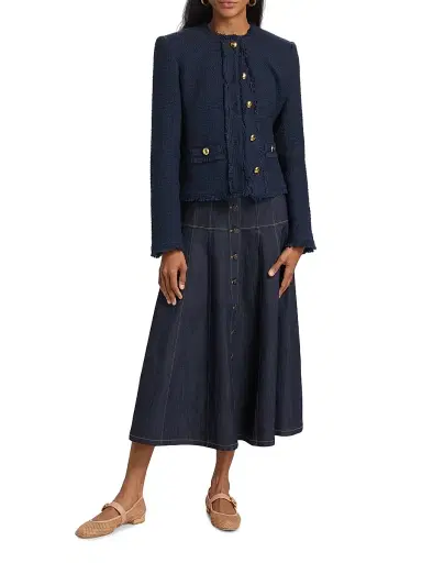 Cinq à Sept Women's Christie Cotton Tweed Jacket - Navy - Size 16 | Thumbnail 2 Cinq à Sept Women's Christie Cotton Tweed Jacket - Navy - Size 16 | Thumbnail 2