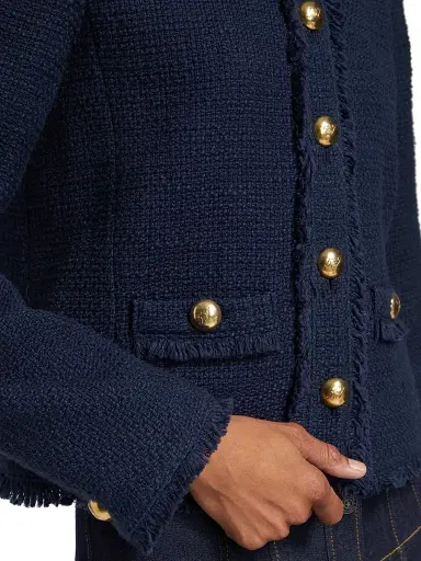 Cinq à Sept Women's Christie Cotton Tweed Jacket - Navy - Size 16 | Thumbnail 6 Cinq à Sept Women's Christie Cotton Tweed Jacket - Navy - Size 16 | Thumbnail 6